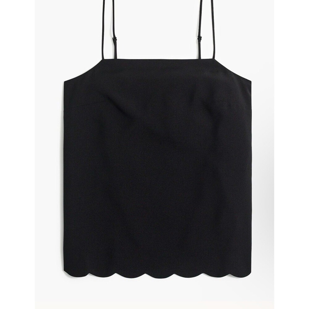 Women's J Crew Black Scalloped-Hem Cami Top Size 4